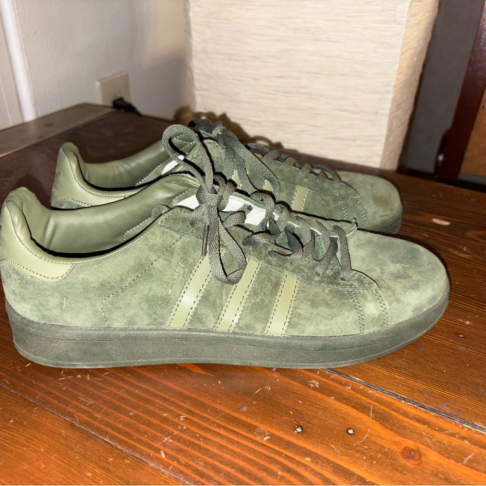 Adidas Men's Green Suede Sneakers